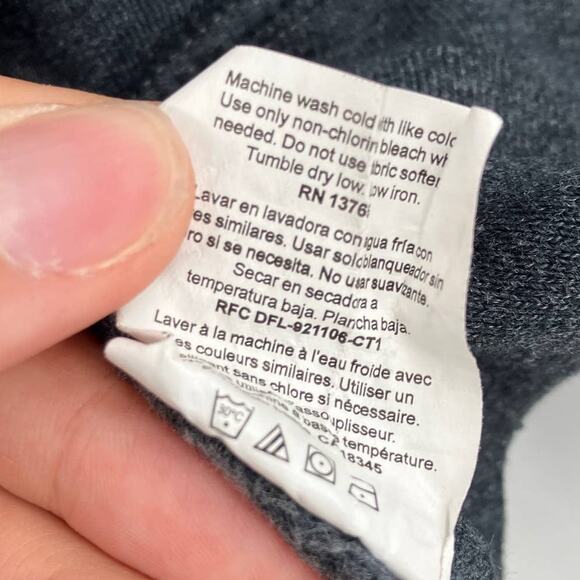 Fruit Of The Loom Dark Gray Solid Long Sleeve Crew Neck Sweatshirt Top Shirt - Picture 4 of 4